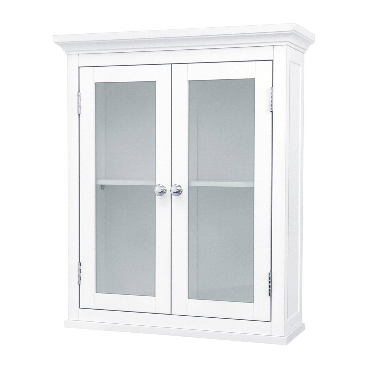 Classic White Wall Mounted Bathroom Cabinet with 2 Doors and Shelves MDF Storage Organizer